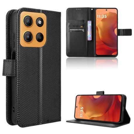 Чехол-книжка Diamond Texture для Motorola Moto G15 4G / G15 Power 4G - черный