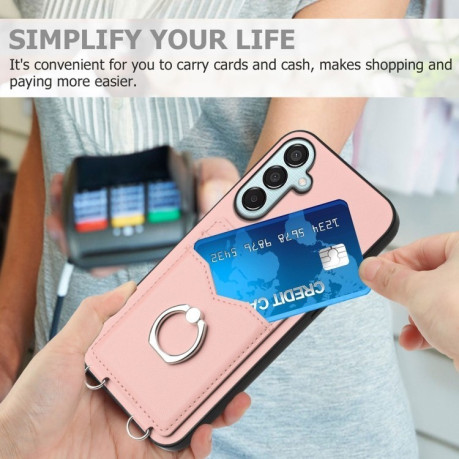 Протиударний чохол R20 Ring Card Holder для Samsung Galaxy F15/M15 - рожевий