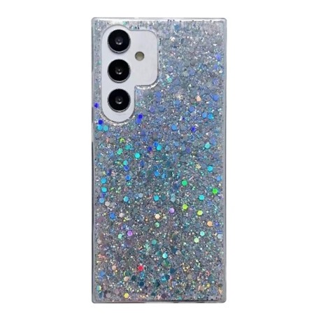 Противоударный чехол Glitter Sequins Epoxy для Samsung Galaxy S24+ 5G - серебристый