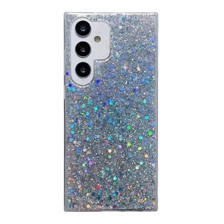 Противоударный чехол Glitter Sequins Epoxy для Samsung Galaxy S24 FE 5G - серебристый