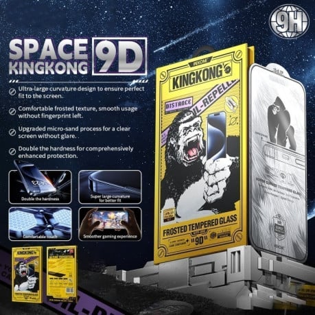 Захисне скло WK WTP-090 Space King Kong 9D Curved Frosted Tempered Glass для iPhone 16 Pro - чорне