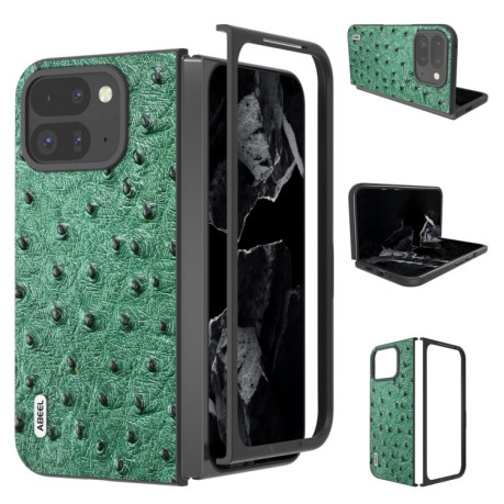 Шкіряний чохол ABEEL Genuine Leather Ostrich Texture для Google Pixel 9 Pro Fold - зелений