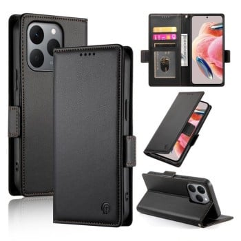 Чехол-книжка Side Buckle Magnetic Frosted Leather на Realme 15T 5G — чёрный