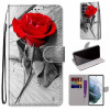 Чехол-книжка Coloured Drawing Cross для Samsung Galaxy S22 Ultra 5G - Red Rose