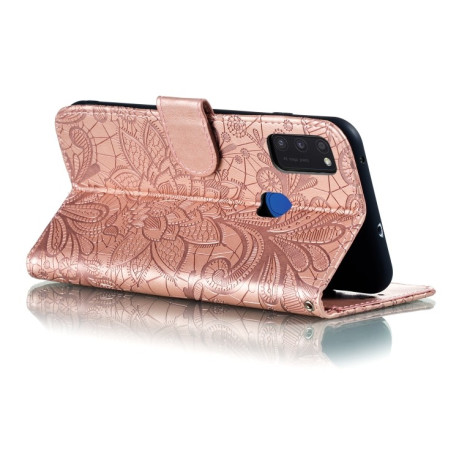Чехол-книжка Lace Flower на Samsung Galaxy M51 - розовое золото