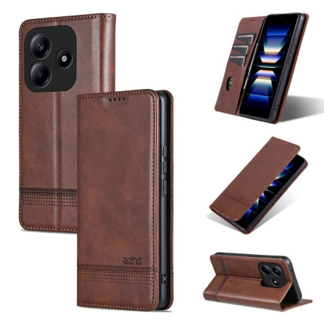 Чехол-книжка AZNS Magnetic Calf на Xiaomi Redmi Note 14 5G - темно-коричневый