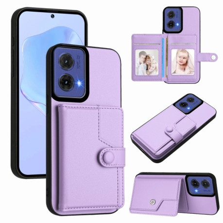 Ударозащитный чехол EU Version Button Card Bag RFID Anti-theft для Motorola Moto G85 - фиолетовый