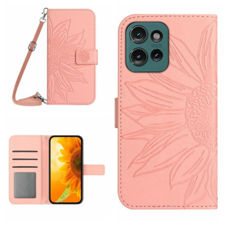 Чехол-книжка Skin Feel Sun Flower для Motorola Edge 50 Neo 5G - розовый