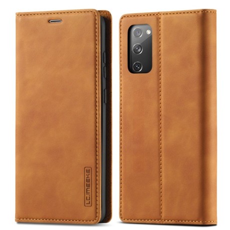 Чехол-книжка LC.IMEEKE на Samsung Galaxy S20 FE - коричневый