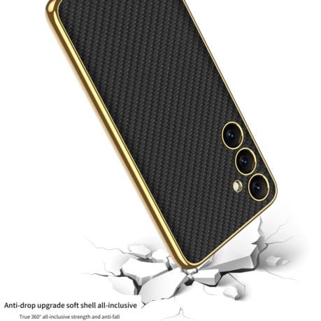 Протиударний чохол GKK Plating TPU + Leather для Samsung Galaxy S24 5G - чорний