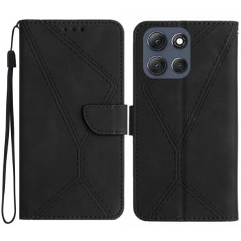 Чехол-книжка Stitching Embossed Leather для Motorola Moto G56 5G - чорний