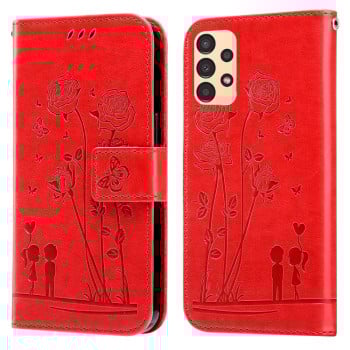 Чехол-книжка Embossing Rose Couple для Samsung Galaxy A13 4G - красный