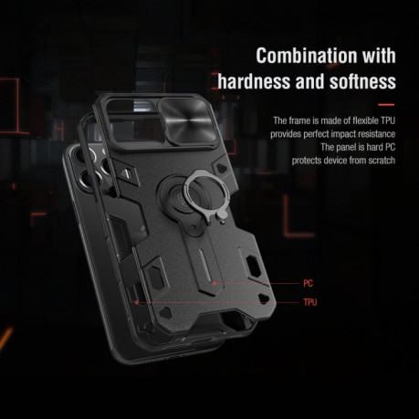 Противоударный чехол NILLKIN CamShield Armor для iPhone 13 Pro Max - синий