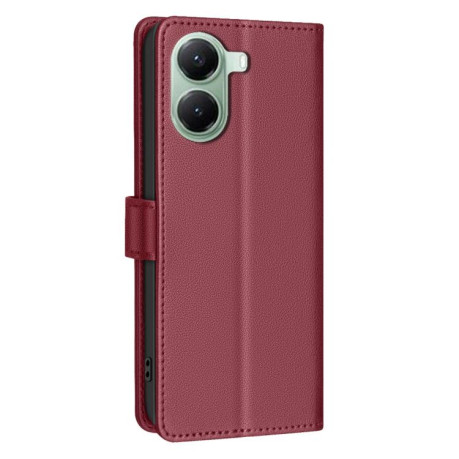 Чехол-книжка Litchi Texture RFID Anti-theft Leather для Xiaomi Poco X7 Pro - красный