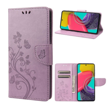 Чохол-книжка Butterfly Flower Pattern для Samsung Galaxy M53 5G - світло-фіолетовий
