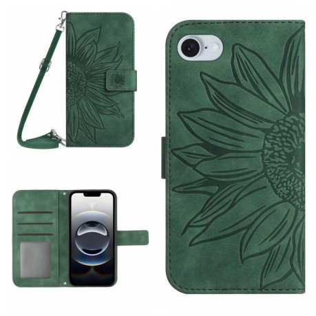 Чохол-книжка Skin Feel Sun Flower для iPhone 16e - зелений