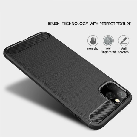 Противоударный чехол Brushed Texture Carbon Fiber на iPhone 11 Pro Max - нави