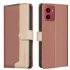 Чехол-книжка Color Matching RFID Anti-theft Leather для Motorola Moto G05 - коричневый