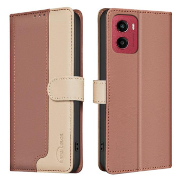 Чохол-книжка Color Matching RFID Anti-theft Leather для Motorola Moto G05 - коричневий