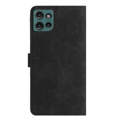 Чехол-книжка Flower Embossing Pattern для Motorola Edge 50 5G - черный