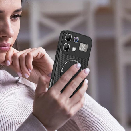 Протисударний чохол Carbon Fiber Texture (MagSafe) для Infinix Note 60 / 60 Pro 5G — червоний