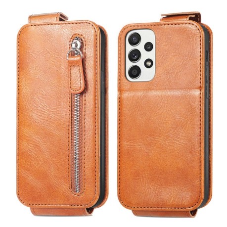 Флипп-чехол Zipper Wallet Vertical для Samsung Galaxy A33 5G - коричневый