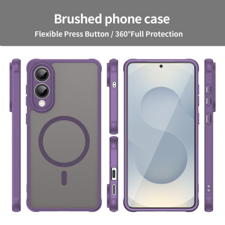 Противоударный чехол Fan Dun Series TPU Hybrid PC Frosted Magsafe для Samsung Galaxy S25 Edge 5G - фиолетовый