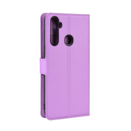 Чехол-книжка Litchi Texture на Realme 5 Pro - фиолетовый