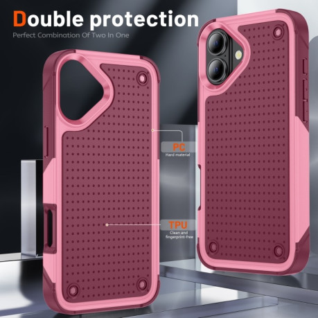 Чохол протиударний PC + TPU Shockproof Protective для iPhone 16 - Pink+Dark Red