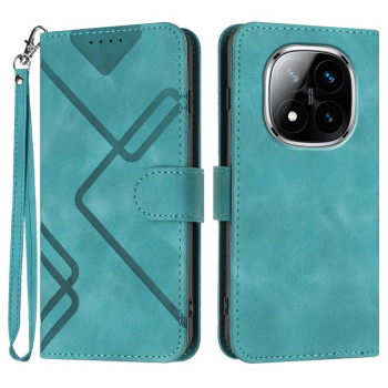 Чехол-книжка Line Pattern Skin Feel Leather для Xiaomi Redmi Note 14 Pro+ 5G - голубой