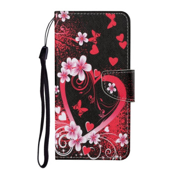 Чохол-книжка Colored Drawing Pattern для iPhone 14 Plus - Red Heart