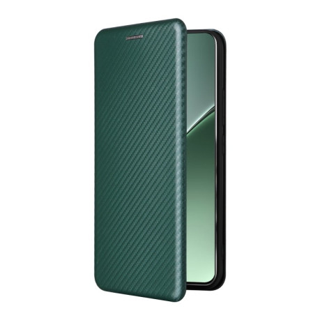 Чехол-книжка Carbon Fiber Texture на Xiaomi 15 - зеленый