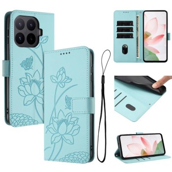 Чохол-книжка Escase з тисненням лотоса і шнурком на Xiaomi 17T Pro 5G — зелений
