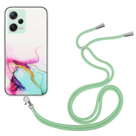 Чехол Hollow Marble Pattern with Neck для Xiaomi Redmi Note 12 Pro  - зеленый