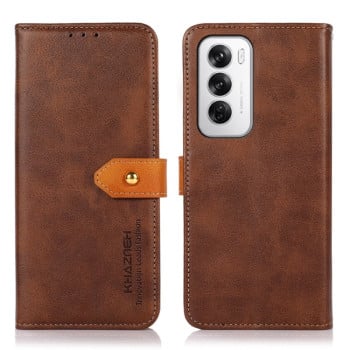 Чехол-книжка KHAZNEH Dual-color Cowhide для OPPO Reno12 5G Global - коричневый
