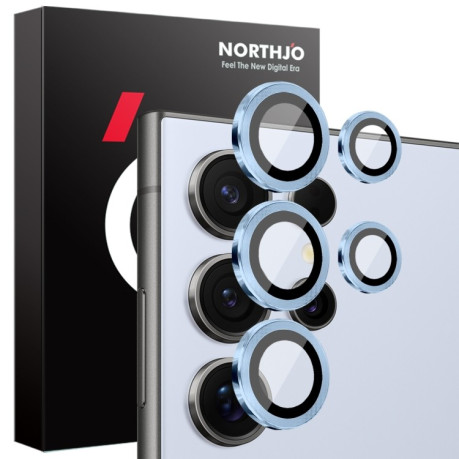 Захисне скло NORTHJO Glitter Camera Lens Protector Tempered Glass Metal Ring для Samsung Galaxy S25 Ultra 5G - синє