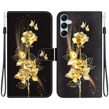 Чехол-книжка Colored Drawing Series на Samsung Galaxy A15 - Gold Butterfly Rose