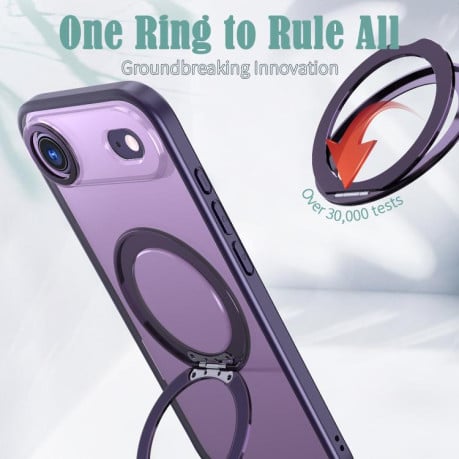 Чехол kalebol с MagSafe и подставкой 360 Metal Ring Holder на iPhone Air - фиолетовый