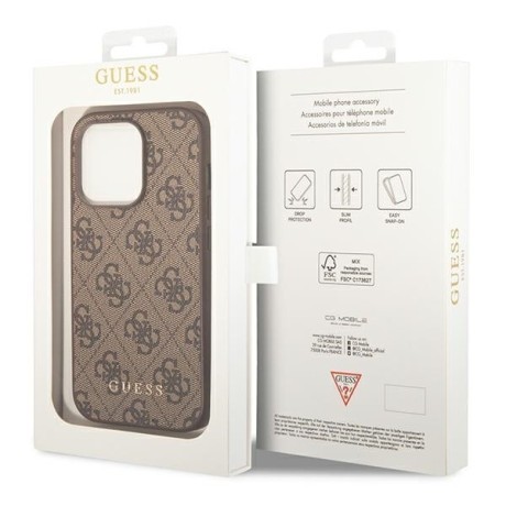 Оригинальный чехол Guess 4G Metal Gold Logo для iPhone 14 Pro Max - Brown