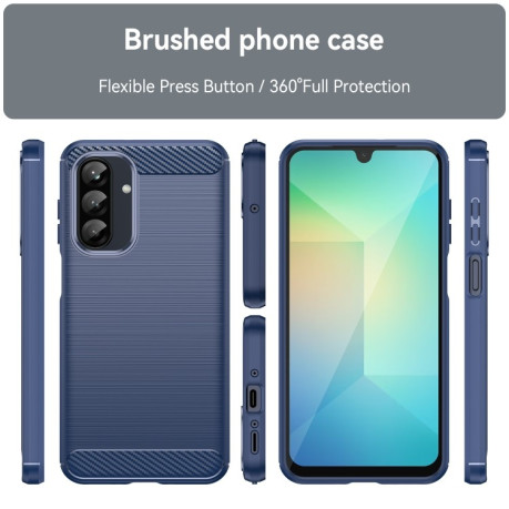 Противоударный чехол Brushed Texture Carbon Fiber на Samsung Galaxy A26 5G - синий