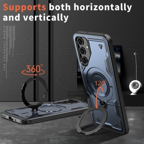 Противоударный чехол MagSafe Holder Armor PC Hybrid для Samsung Galaxy A16 5G - синий