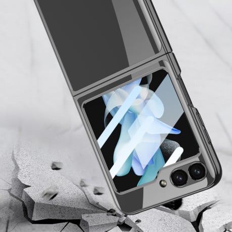 Протиударний чохол GKK Electroplating + Glass для Samsung Galaxy Flip 6 - чорний