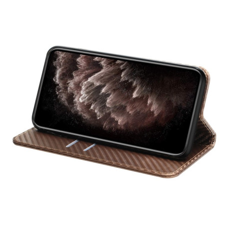 Чохол-книжка Carbon Fiber Texture для Samsung Galaxy S23 FE 5G - коричневий