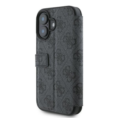 Оригинальный чехол-книжка Guess 4G Metal Logo для iPhone 16 - Black