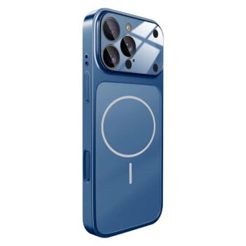 Матовый чехол Change to 17 с большим окном камеры и MagSafe для iPhone 15 Pro Max — синий
