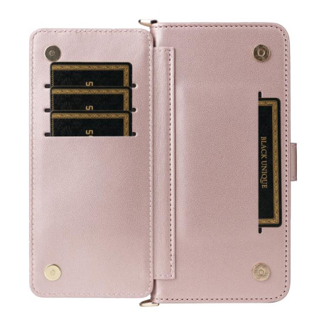 Чехол-книжка Multifunctional 6-Card Slots Leather на Realme GT 7 Pro - розовый