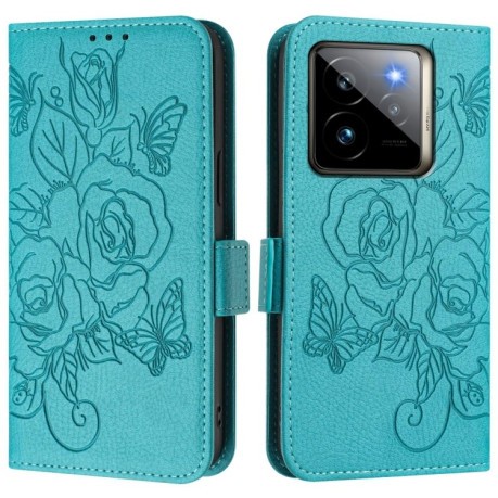 Чехол-книжка Embossed Rose RFID Anti-theft Leather для Realme GT 7 Pro 5G - голубой
