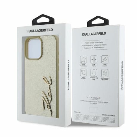 Оригинальный чехол Karl Lagerfeld Metal Signature для iPhone 16 Pro Max - Gold