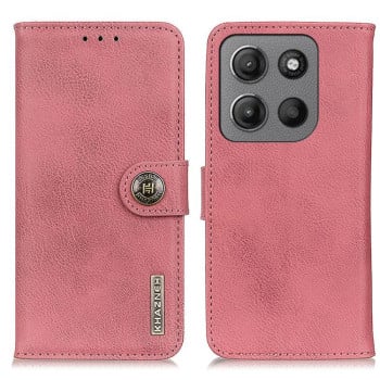 Чохол-книжка KHAZNEH Cowhide Texture на Motorola Moto G15 4G/G05 - рожевий