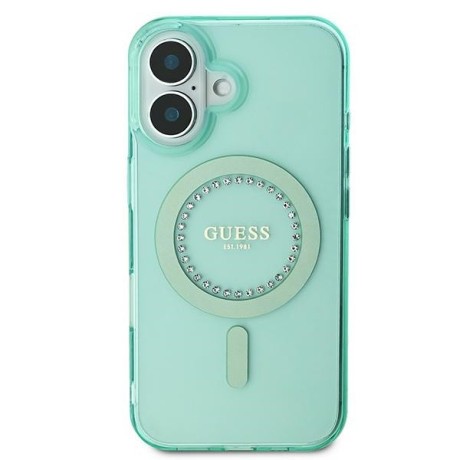 Оригінальний чохол Guess IML Rhinestones MagSafe для iPhone 16 - Green
